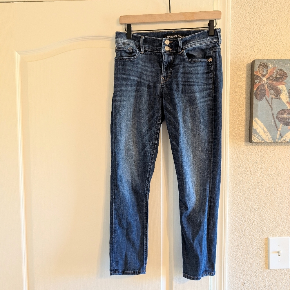 Express jeans cropped leggings jeggings mid rise size 2 GUC